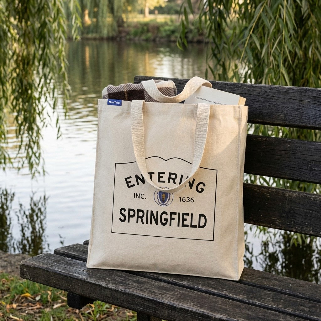 Entering Springfield, Massachusetts Canvas Tote Bag - Outdoor In-Situ View - Scenic Atmosphere