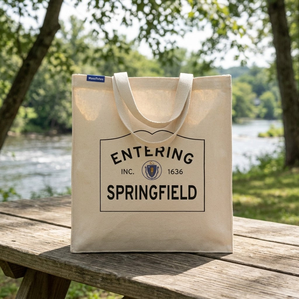 Entering Springfield, Massachusetts Canvas Tote Bag - Everyday In-Situ View - Sunlit Environment