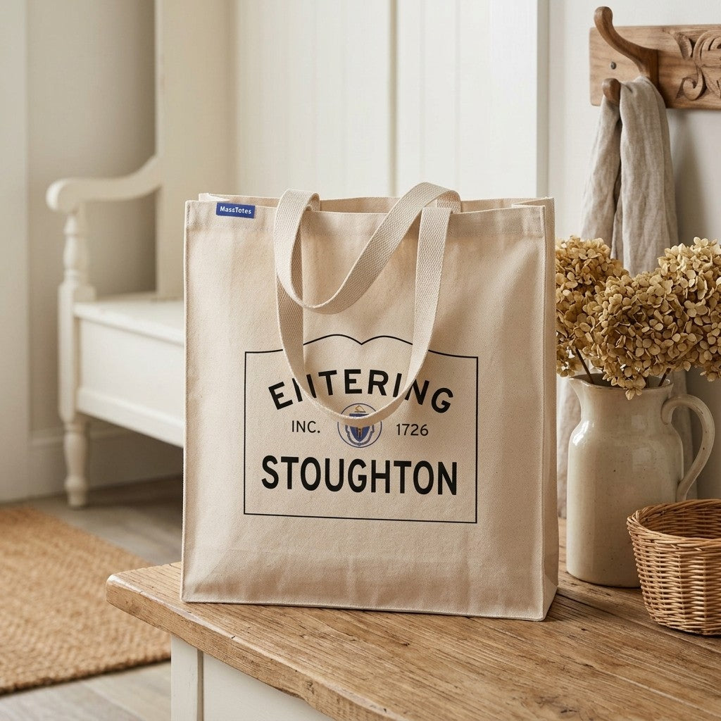 Entering Stoughton, Massachusetts Canvas Tote Bag - Outdoor In-Situ View - Scenic Atmosphere