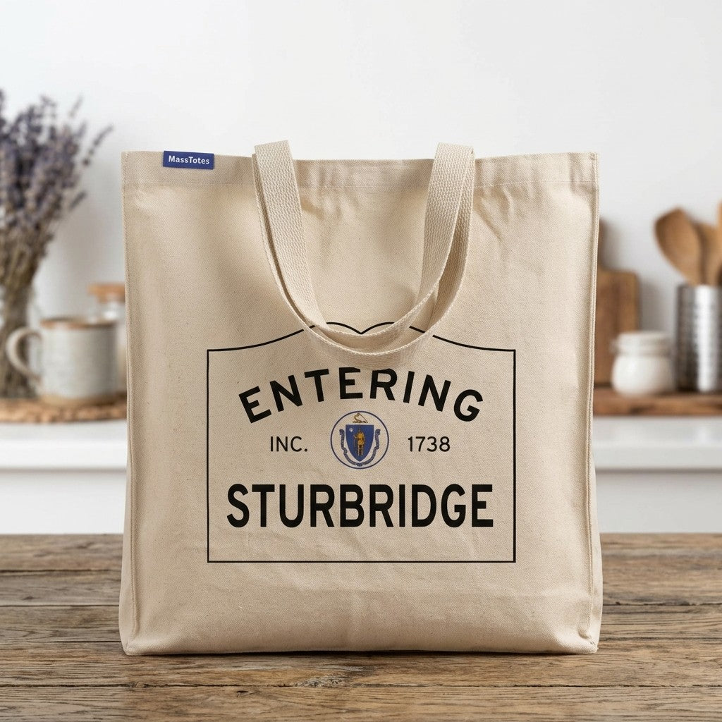 Entering Sturbridge, Massachusetts Canvas Tote Bag - Lifestyle Scene - Relaxed Natural Setting