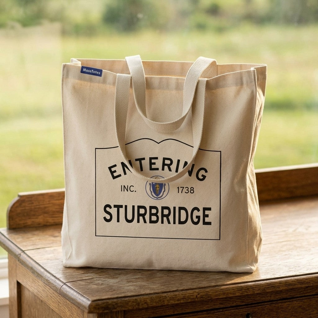 Entering Sturbridge, Massachusetts Canvas Tote Bag - Outdoor In-Situ View - Scenic Atmosphere