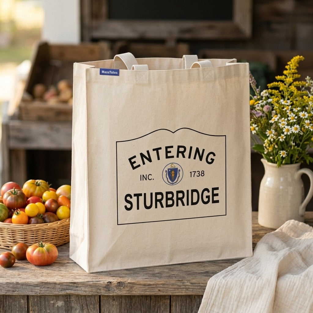 Entering Sturbridge, Massachusetts Canvas Tote Bag - Everyday In-Situ View - Sunlit Environment