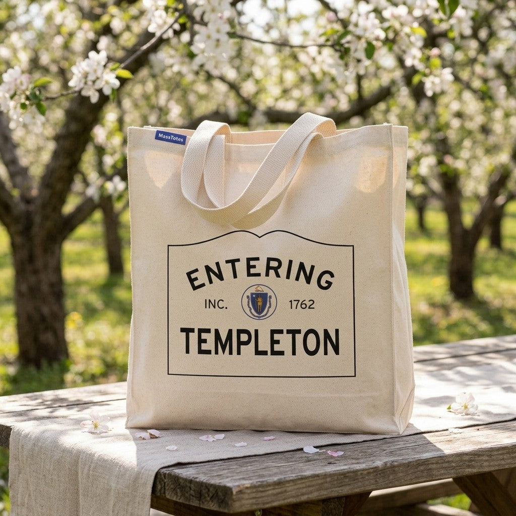 Entering Templeton, Massachusetts Canvas Tote Bag - Outdoor In-Situ View - Scenic Atmosphere