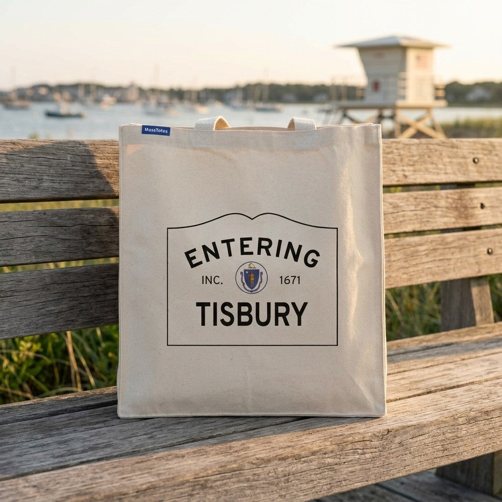 Entering Tisbury, Massachusetts Canvas Tote Bag - Outdoor In-Situ View - Scenic Atmosphere