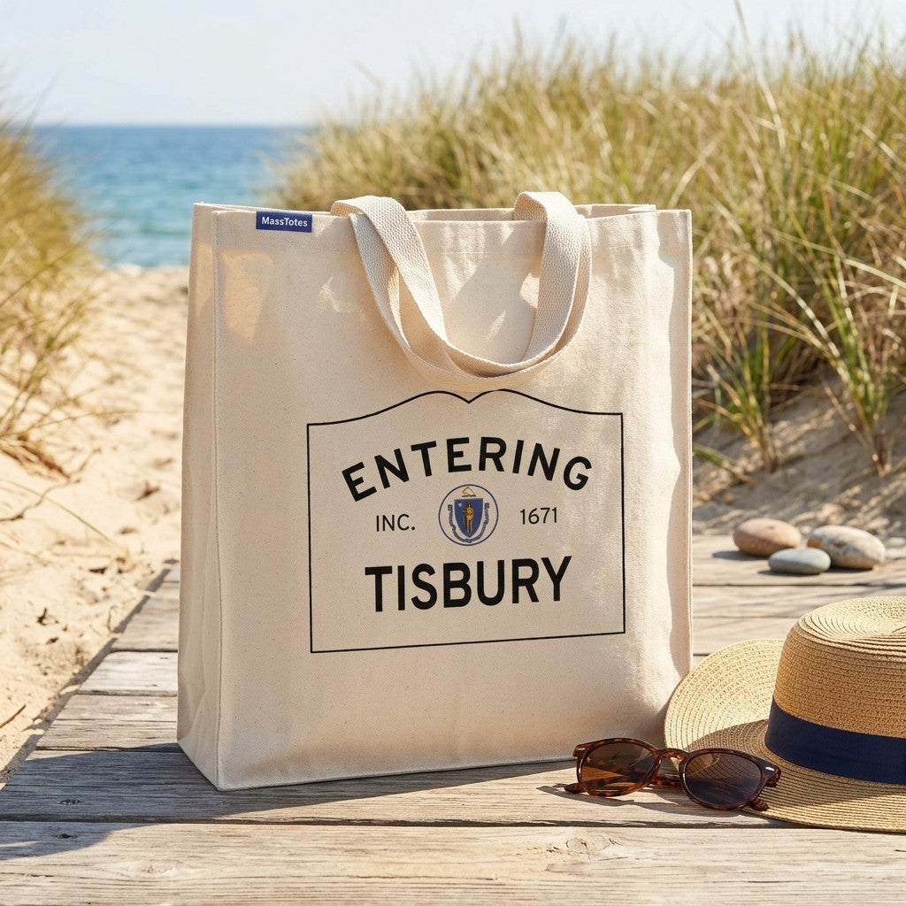 Entering Tisbury, Massachusetts Canvas Tote Bag - Everyday In-Situ View - Sunlit Environment