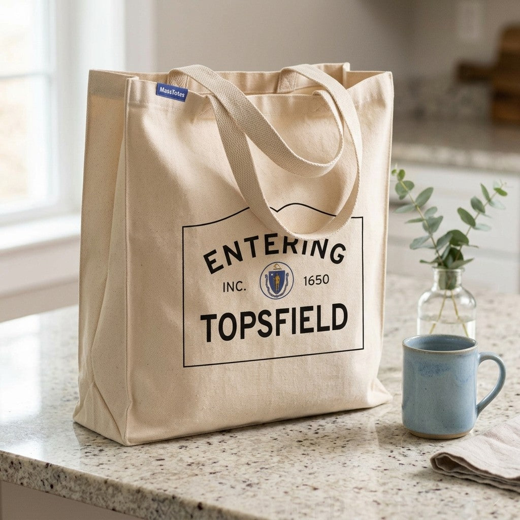 Entering Topsfield, Massachusetts Canvas Tote Bag - Lifestyle Scene - Relaxed Natural Setting