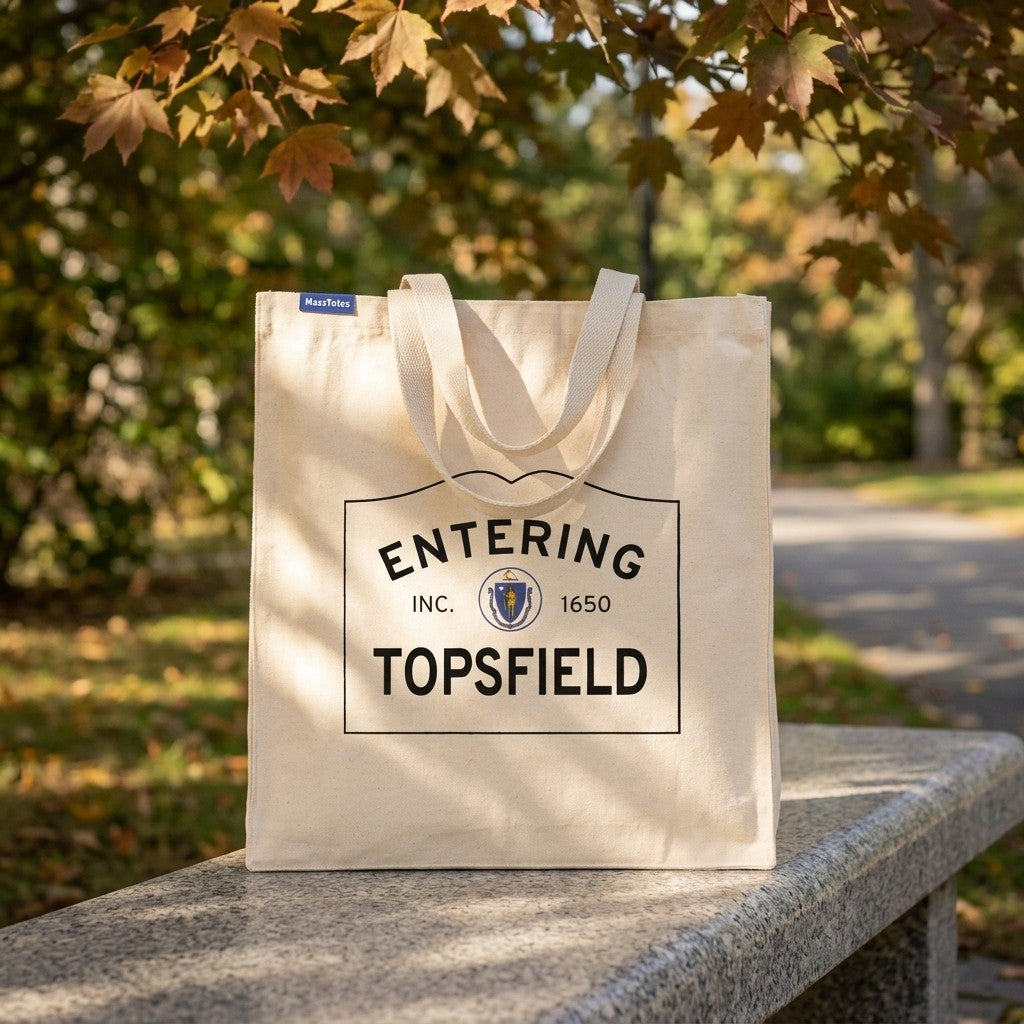 Entering Topsfield, Massachusetts Canvas Tote Bag - Everyday In-Situ View - Sunlit Environment