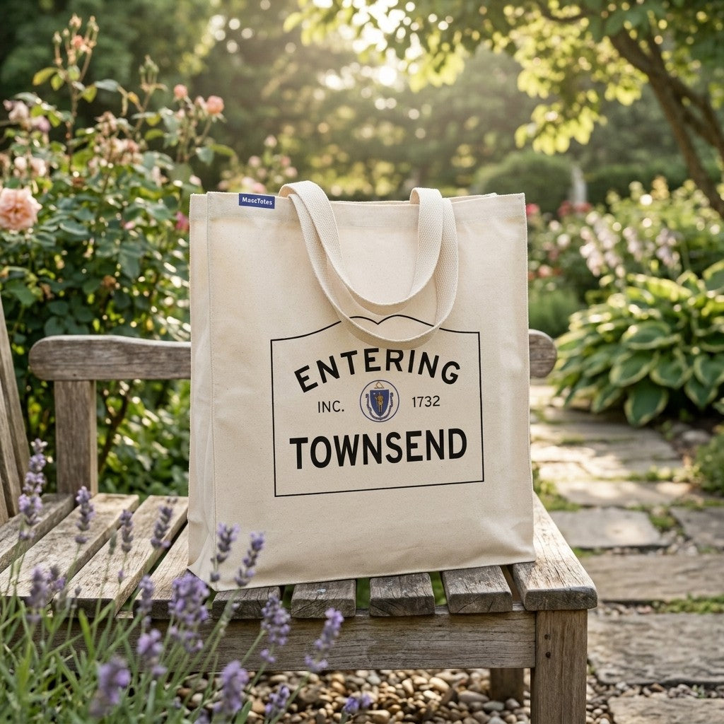 Entering Townsend, Massachusetts Canvas Tote Bag - Lifestyle Scene - Relaxed Natural Setting