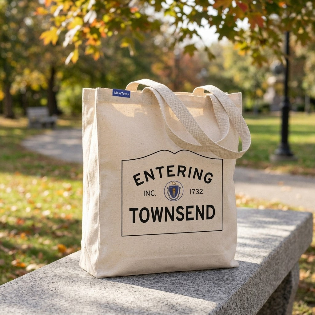 Entering Townsend, Massachusetts Canvas Tote Bag - Outdoor In-Situ View - Scenic Atmosphere