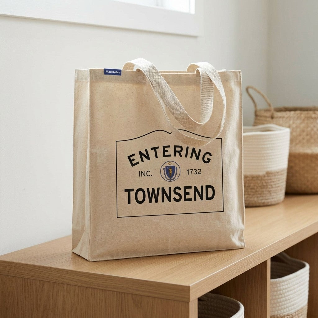 Entering Townsend, Massachusetts Canvas Tote Bag - Everyday In-Situ View - Sunlit Environment