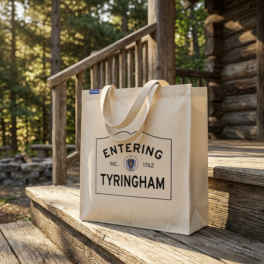 Entering Tyringham, Massachusetts Canvas Tote Bag - Lifestyle Scene - Relaxed Natural Setting