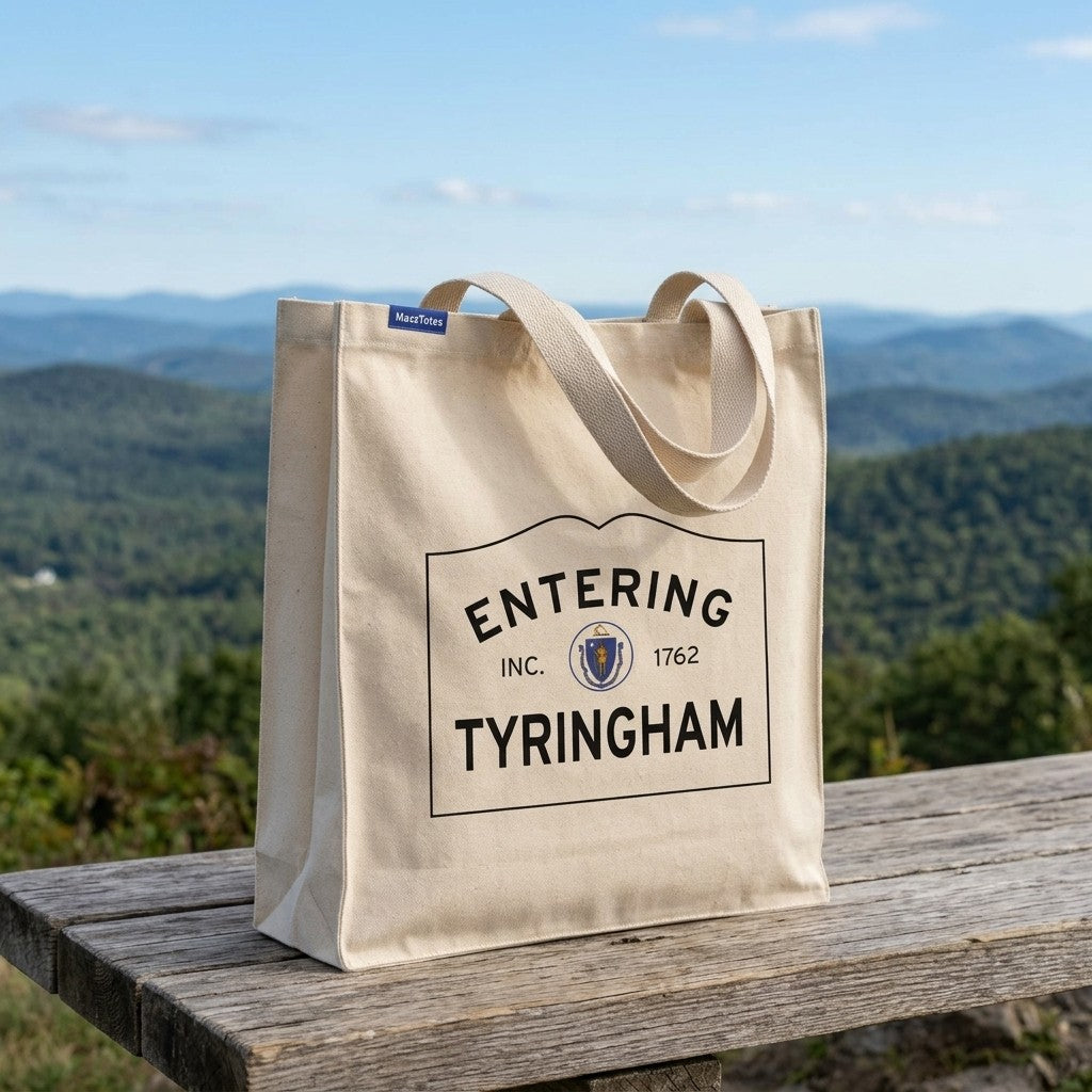 Entering Tyringham, Massachusetts Canvas Tote Bag - Outdoor In-Situ View - Scenic Atmosphere
