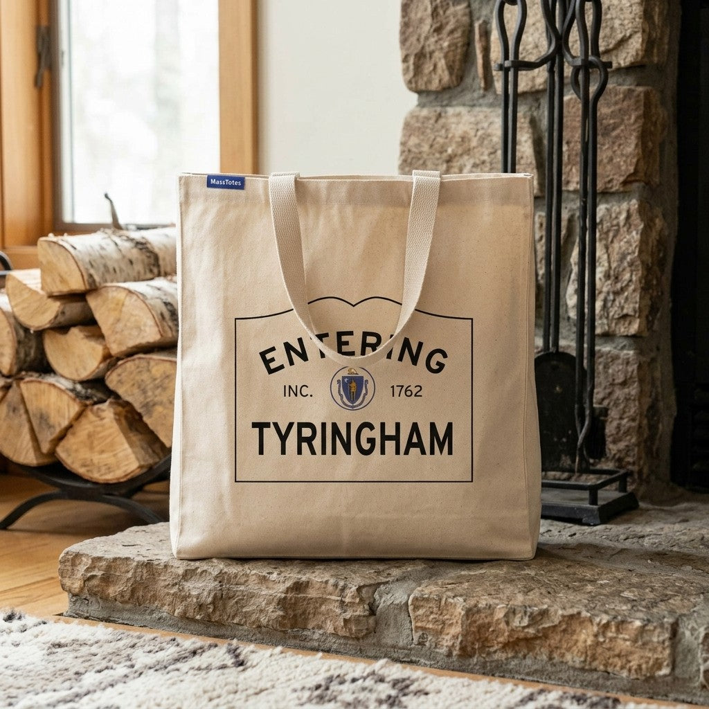 Entering Tyringham, Massachusetts Canvas Tote Bag - Everyday In-Situ View - Sunlit Environment