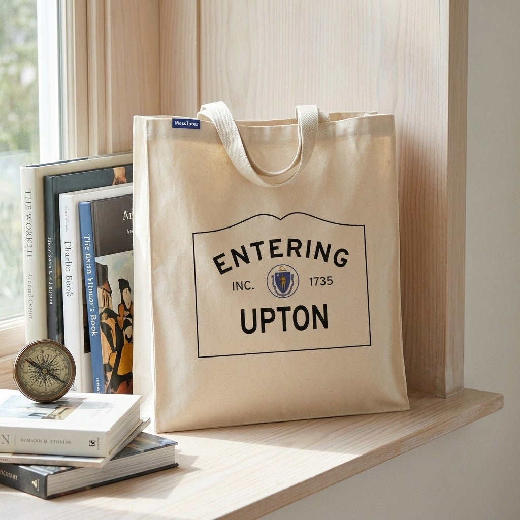 Entering Upton, Massachusetts Canvas Tote Bag - Outdoor In-Situ View - Scenic Atmosphere