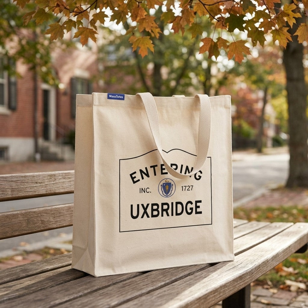 Entering Uxbridge, Massachusetts Canvas Tote Bag - Outdoor In-Situ View - Scenic Atmosphere