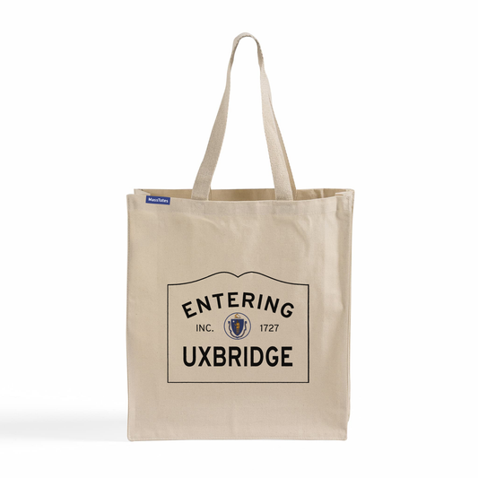Entering Uxbridge, Massachusetts Canvas Tote Bag - Front View