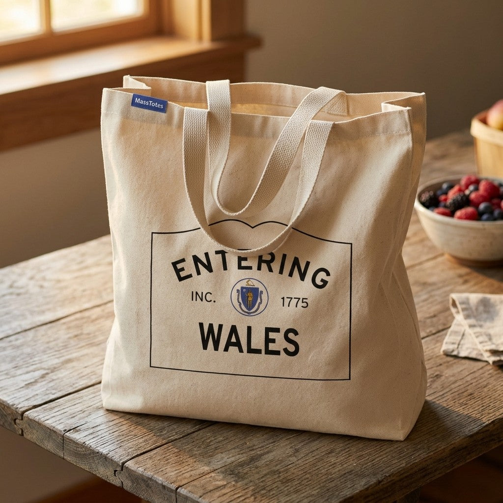 Entering Wales, Massachusetts Canvas Tote Bag - Outdoor In-Situ View - Scenic Atmosphere