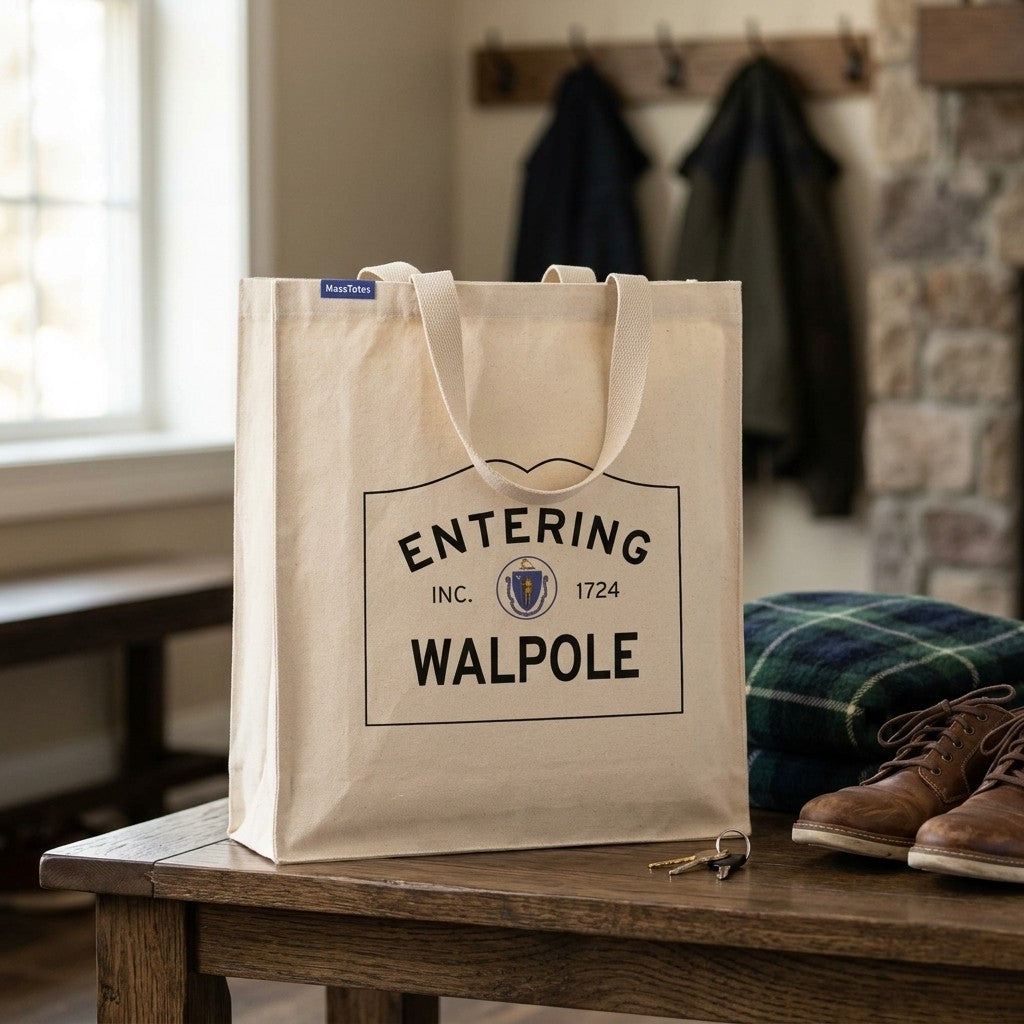 Entering Walpole, Massachusetts Canvas Tote Bag - Everyday In-Situ View - Sunlit Environment