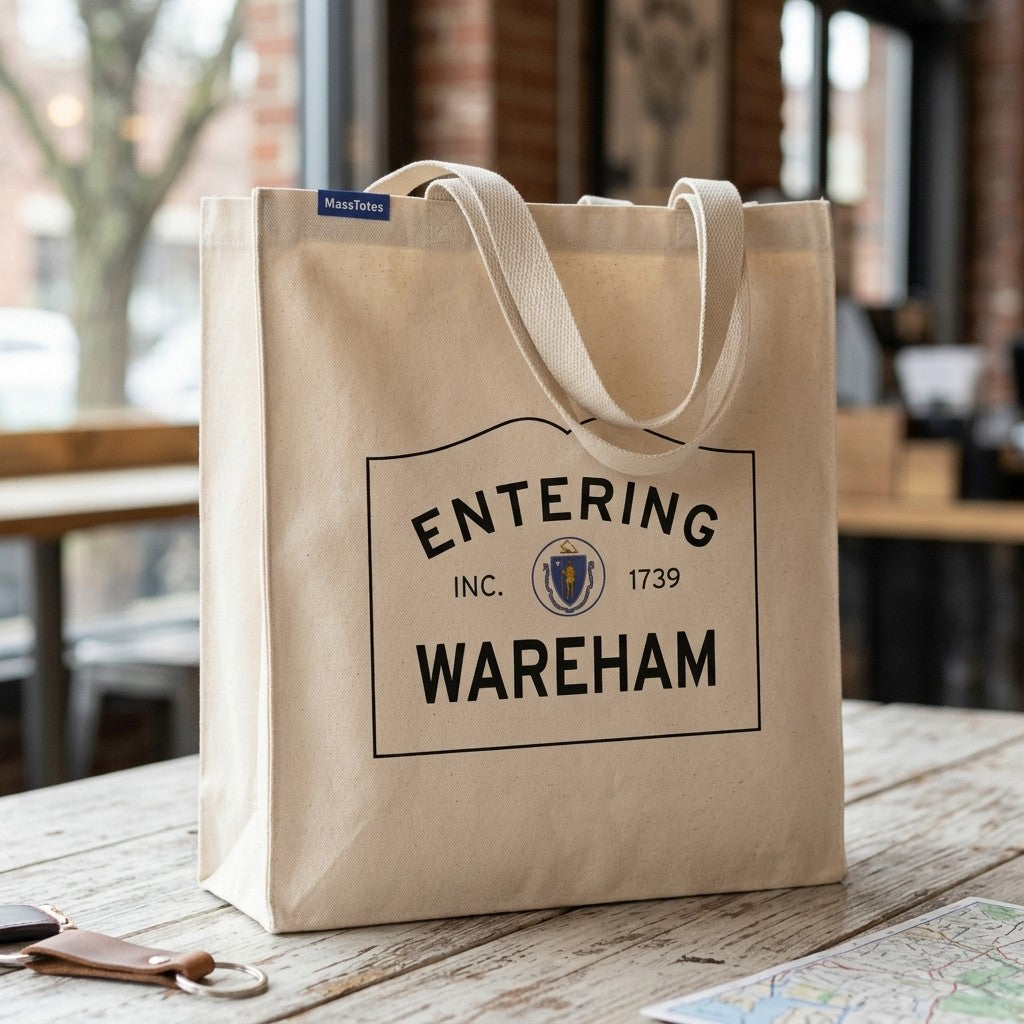 Entering Wareham, Massachusetts Canvas Tote Bag - Outdoor In-Situ View - Scenic Atmosphere