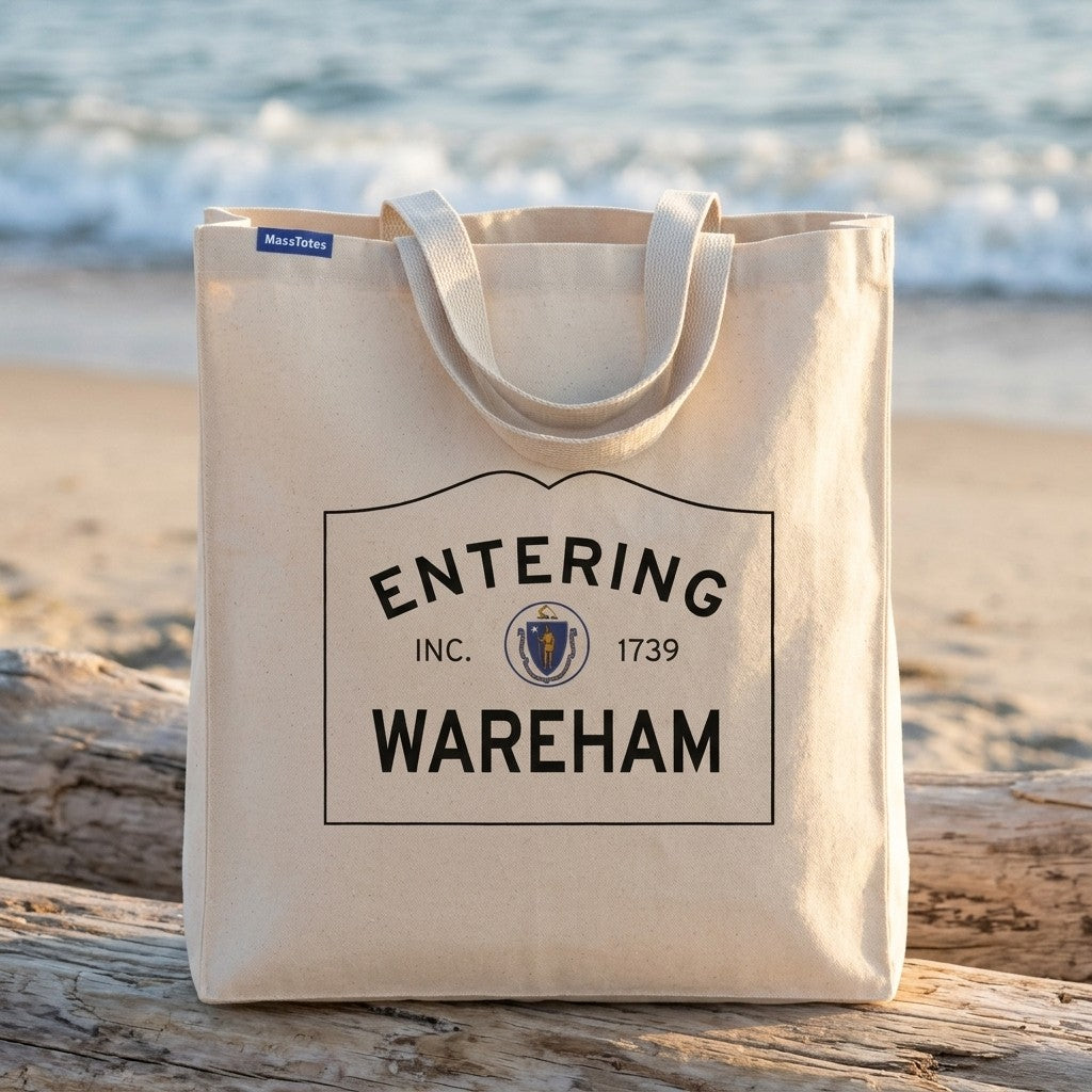 Entering Wareham, Massachusetts Canvas Tote Bag - Everyday In-Situ View - Sunlit Environment