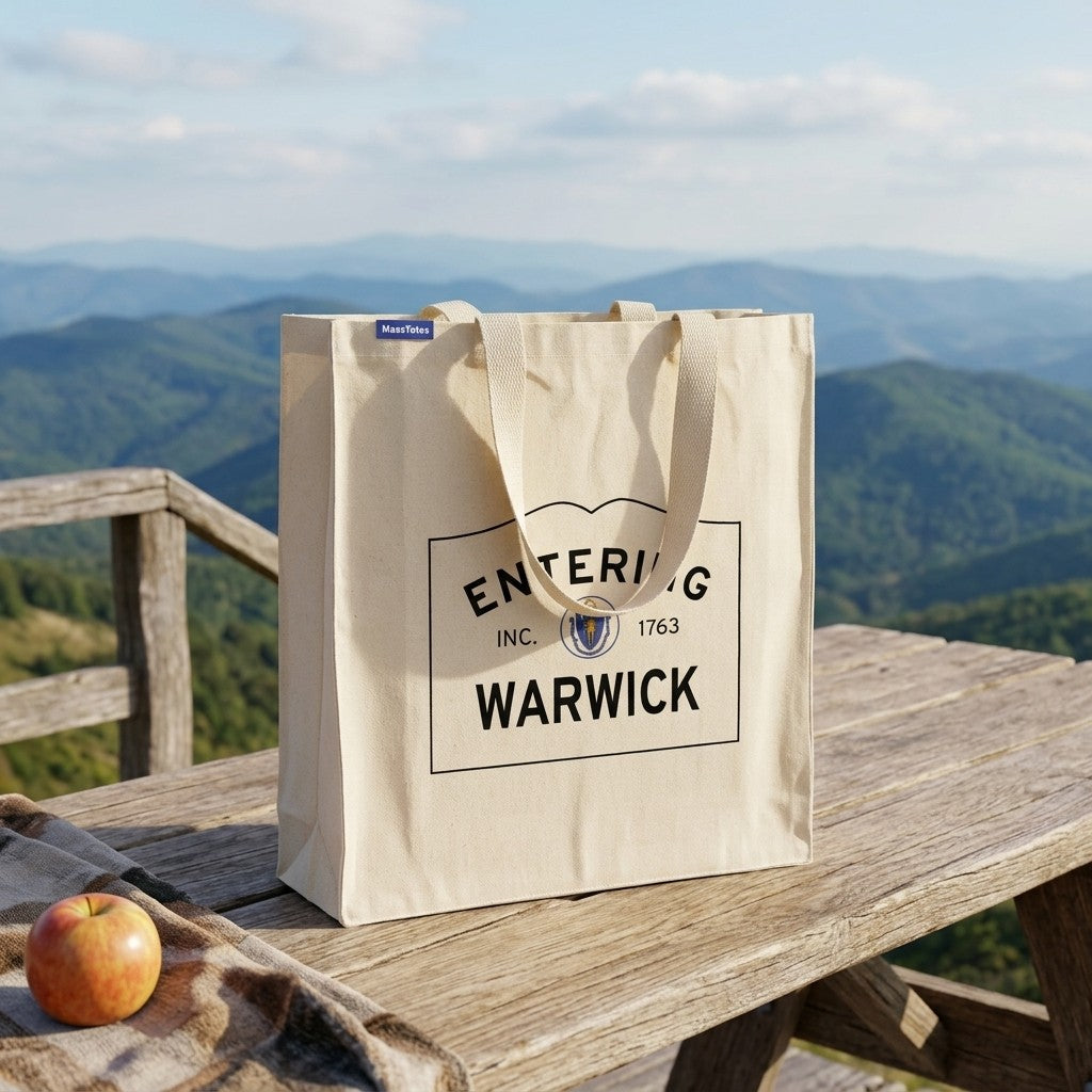 Entering Warwick, Massachusetts Canvas Tote Bag - Outdoor In-Situ View - Scenic Atmosphere