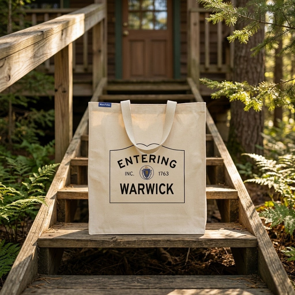 Entering Warwick, Massachusetts Canvas Tote Bag - Everyday In-Situ View - Sunlit Environment