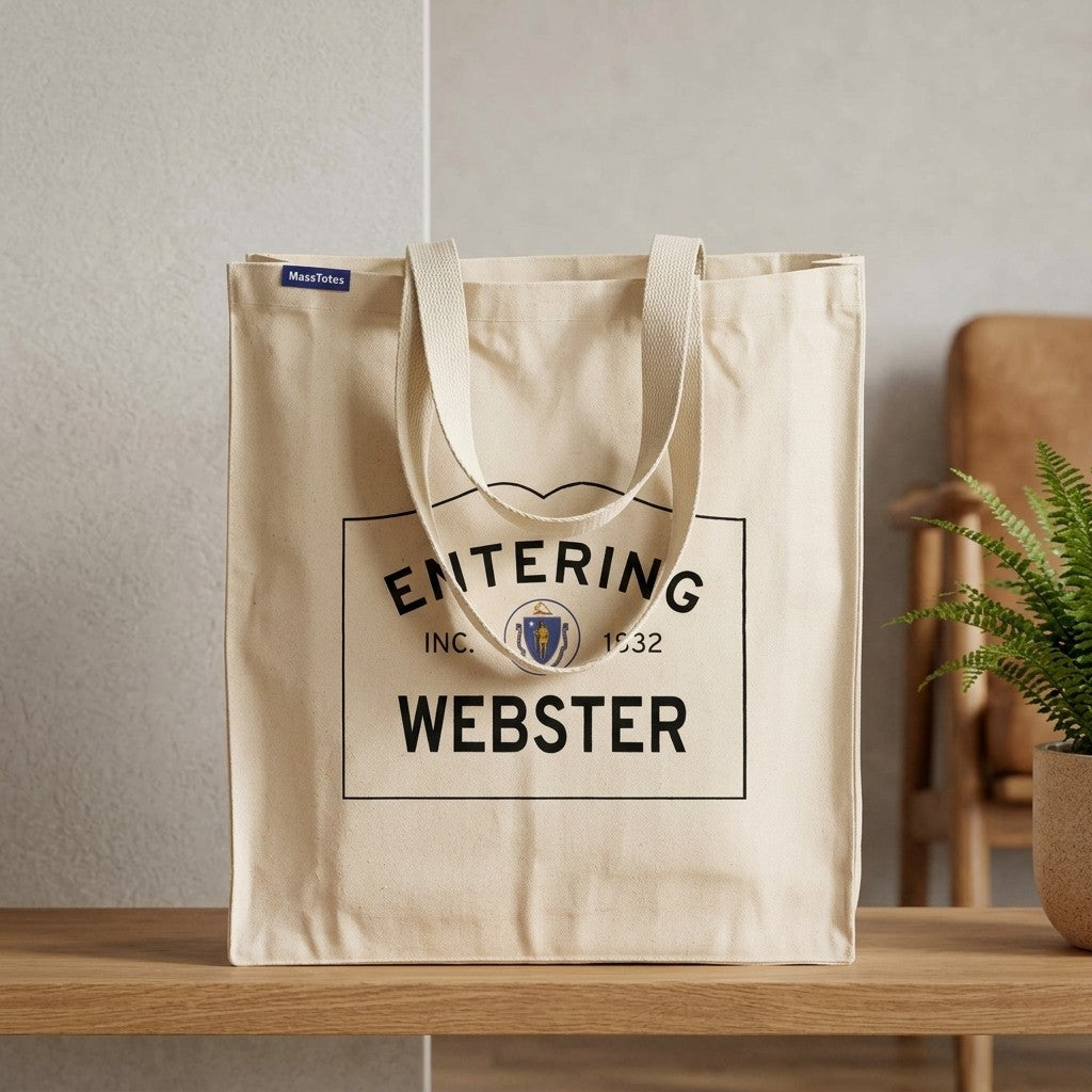 Entering Webster, Massachusetts Canvas Tote Bag - Everyday In-Situ View - Sunlit Environment