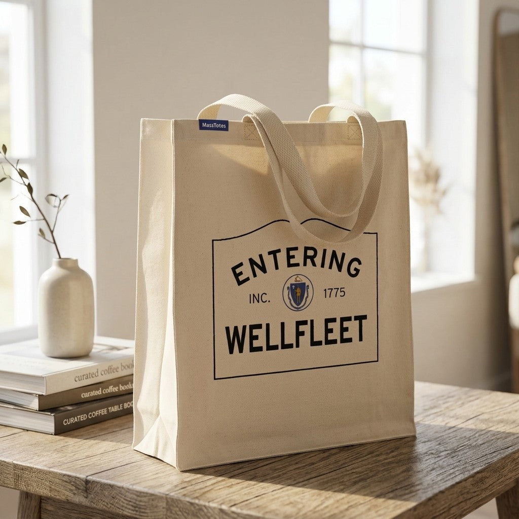 Entering Wellfleet, Massachusetts Canvas Tote Bag - Outdoor In-Situ View - Scenic Atmosphere