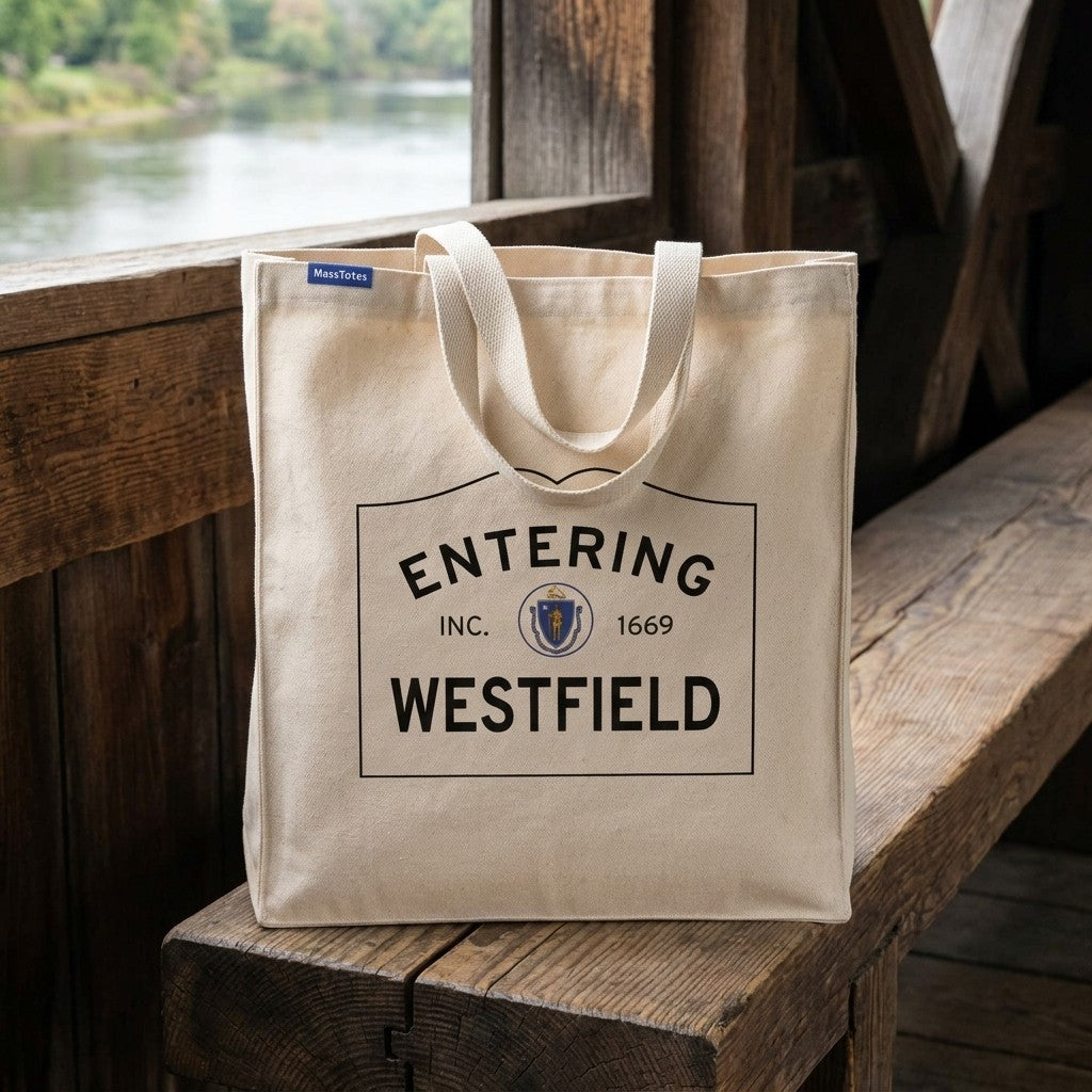 Entering Westfield, Massachusetts Canvas Tote Bag - Outdoor In-Situ View - Scenic Atmosphere