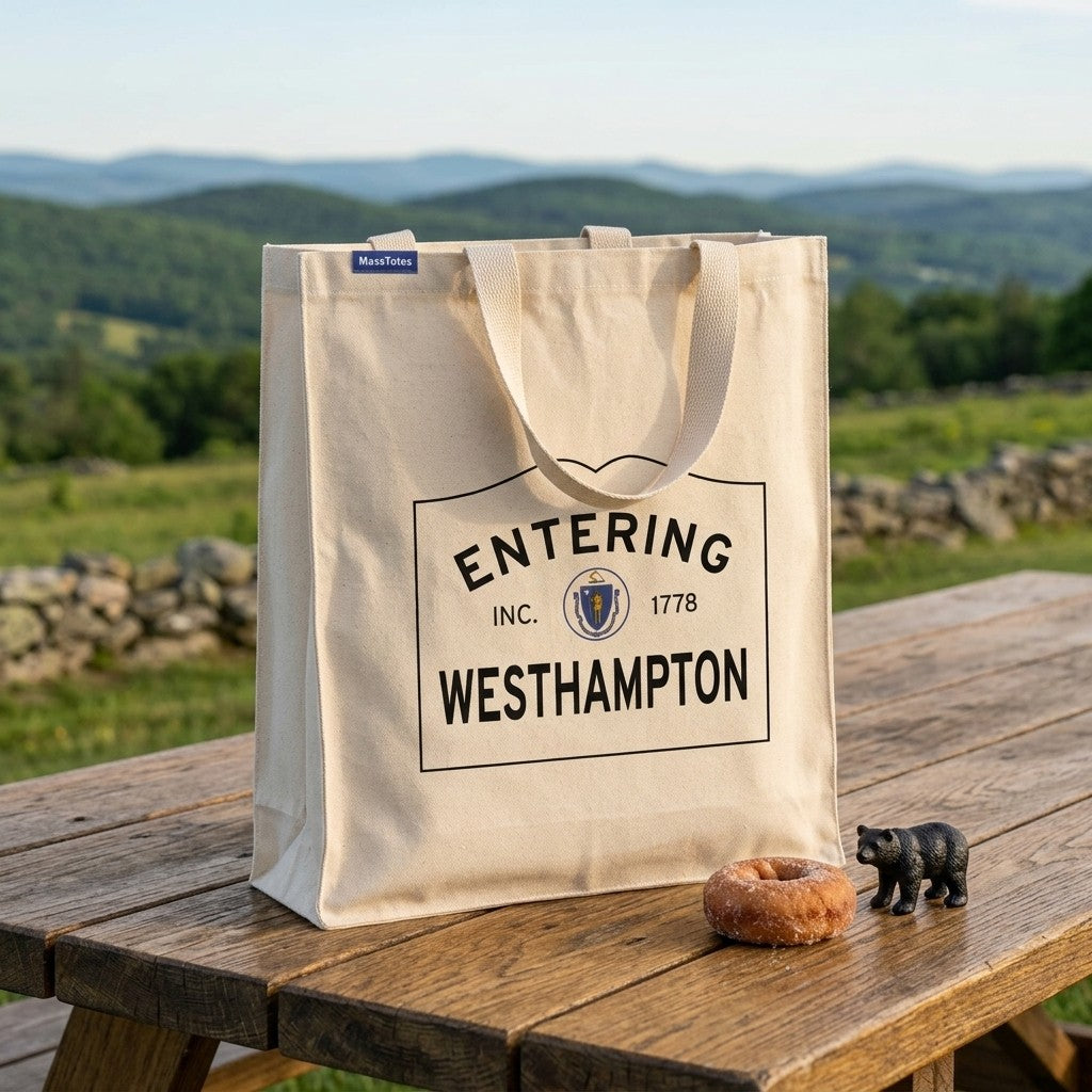 Entering Westhampton, Massachusetts Canvas Tote Bag - Outdoor In-Situ View - Scenic Atmosphere