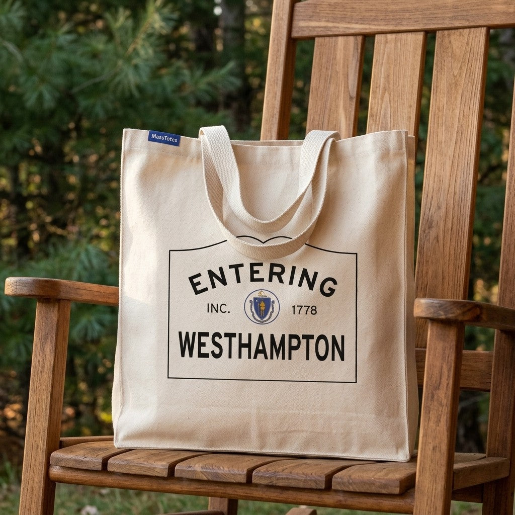 Entering Westhampton, Massachusetts Canvas Tote Bag - Everyday In-Situ View - Sunlit Environment