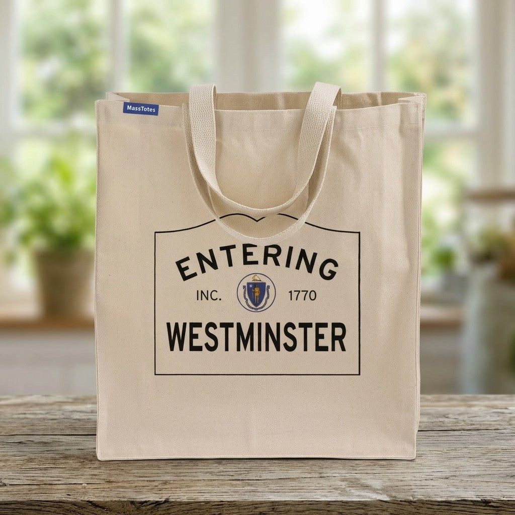 Entering Westminster, Massachusetts Canvas Tote Bag - Outdoor In-Situ View - Scenic Atmosphere