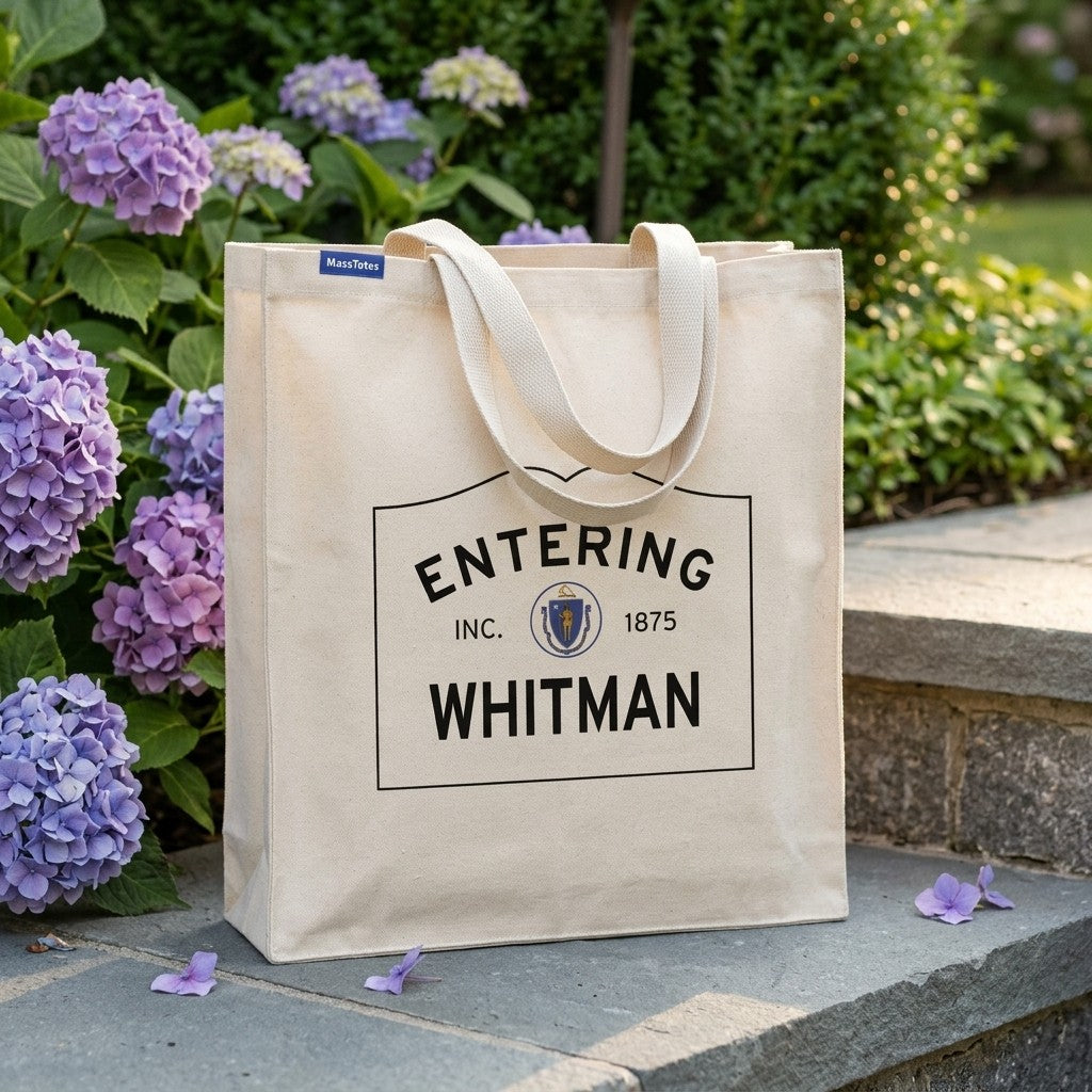 Entering Whitman, Massachusetts Canvas Tote Bag - Outdoor In-Situ View - Scenic Atmosphere