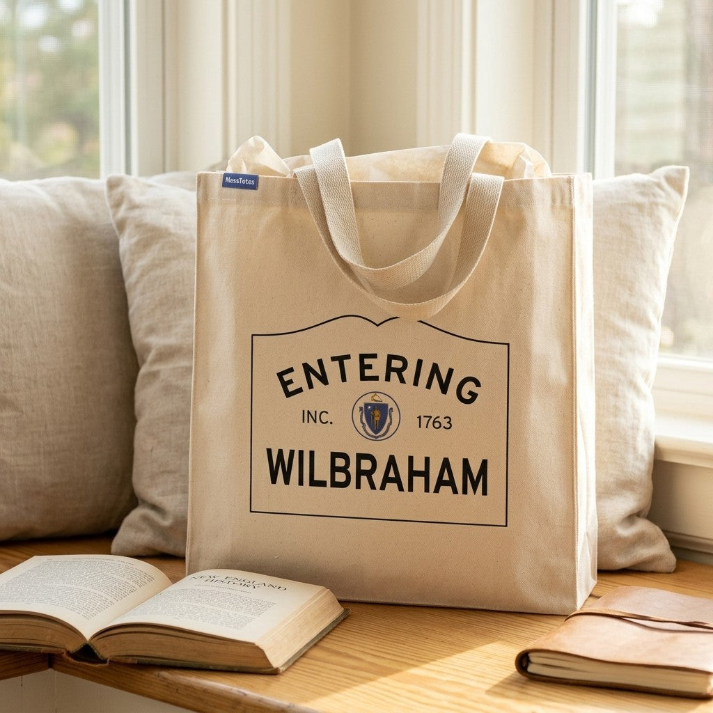 Entering Wilbraham, Massachusetts Canvas Tote Bag - Everyday In-Situ View - Sunlit Environment