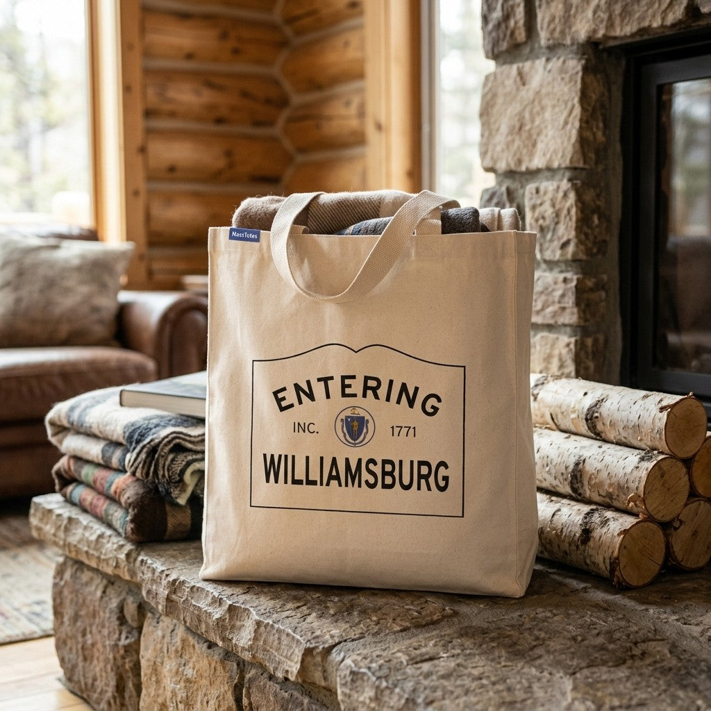 Entering Williamsburg, Massachusetts Canvas Tote Bag - Outdoor In-Situ View - Scenic Atmosphere