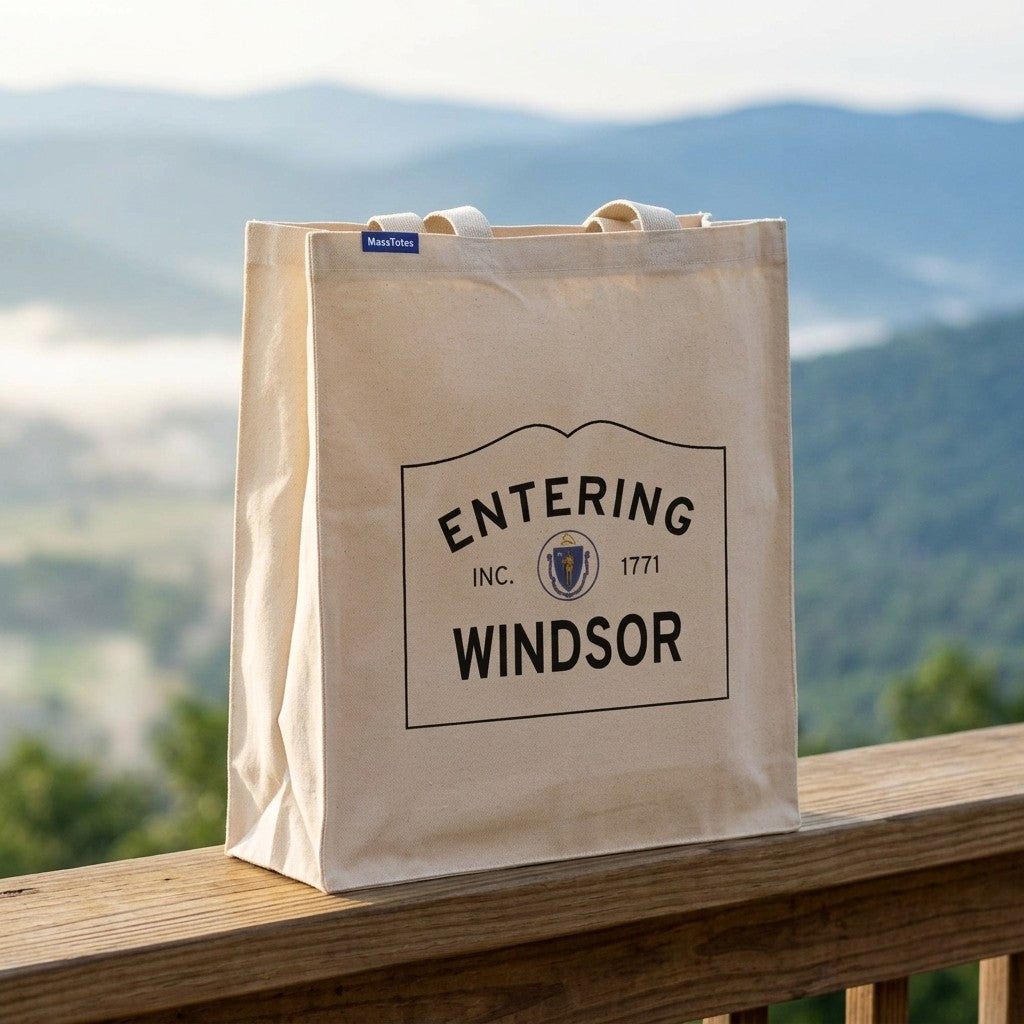 Entering Windsor, Massachusetts Canvas Tote Bag - Lifestyle Scene - Relaxed Natural Setting