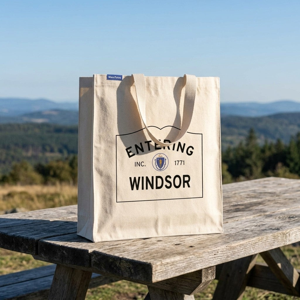 Entering Windsor, Massachusetts Canvas Tote Bag - Outdoor In-Situ View - Scenic Atmosphere