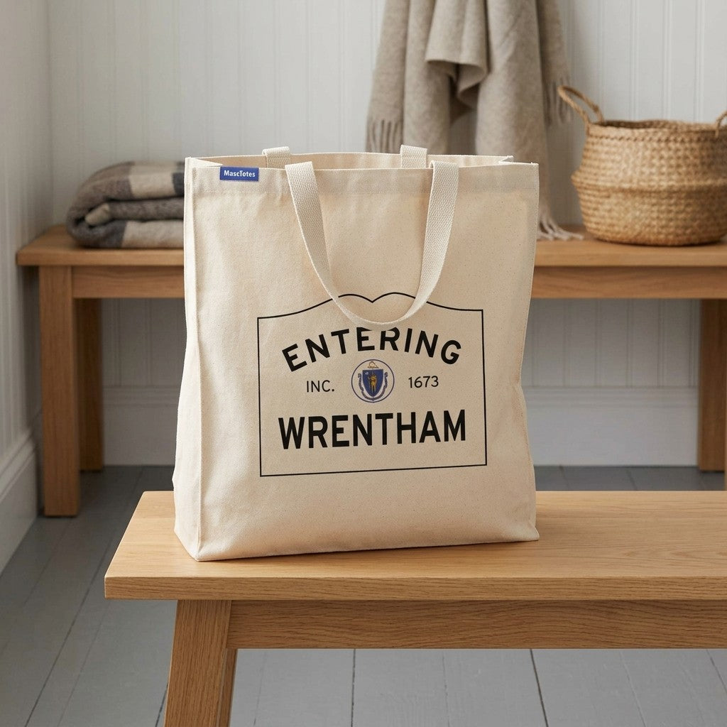 Entering Wrentham, Massachusetts Canvas Tote Bag - Everyday In-Situ View - Sunlit Environment